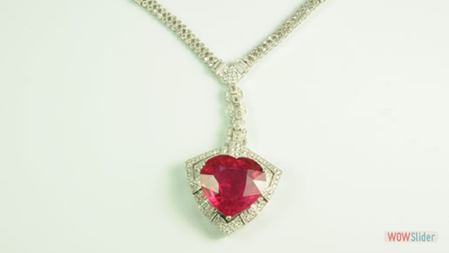 RUBELLITE AND DIAMOND NECKLACE